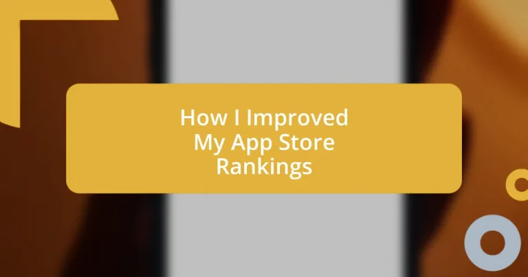 How I Improved My App Store Rankings